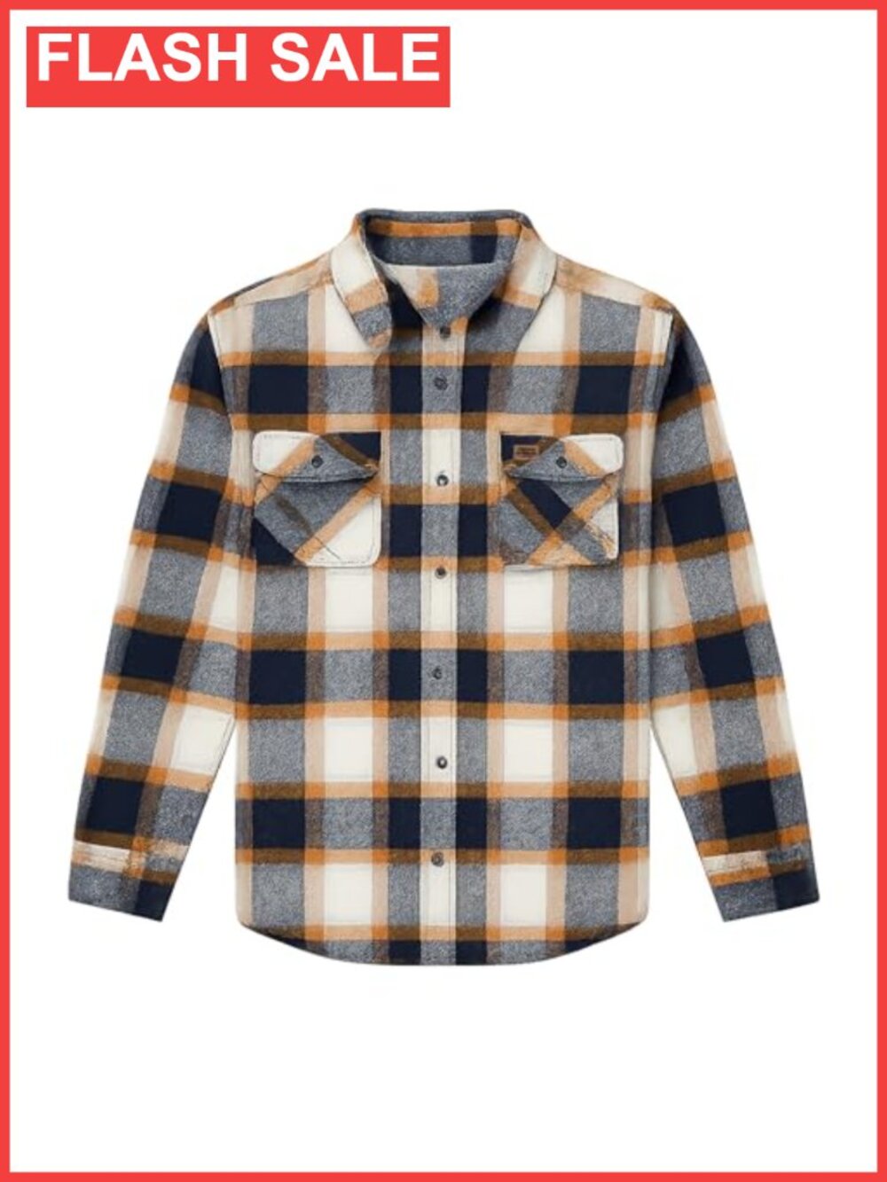 Men's Cotton Blend Brushed Flannel Button-Down Shirt Relaxed Fit